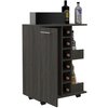 Tuhome Bar Cart, Two External Shelves, Four Casters, Six Built-in Wine Rack, Single Door Cabinet, Espresso MLC3988